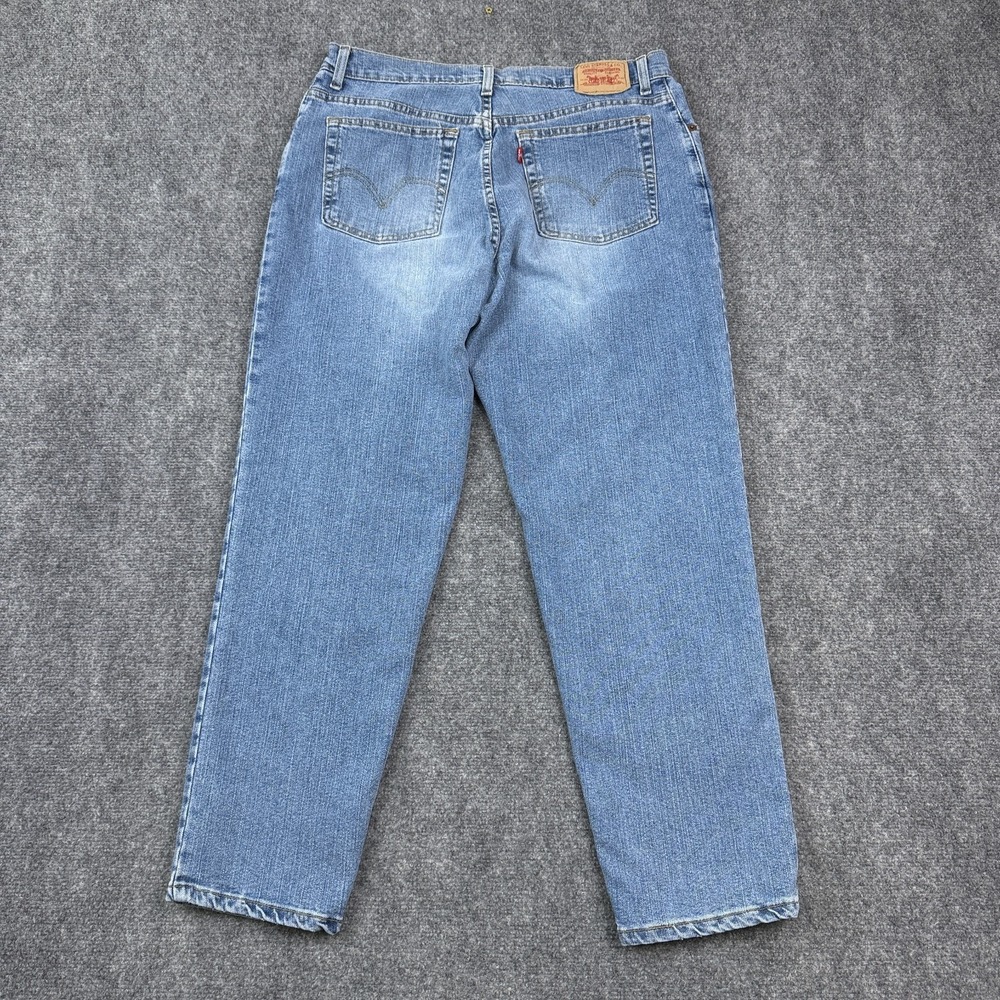 Vintage Levis Relaxed Tapered Jeans Womens 16 Short Light Wash Stretch Denim - Picture 2 of 13